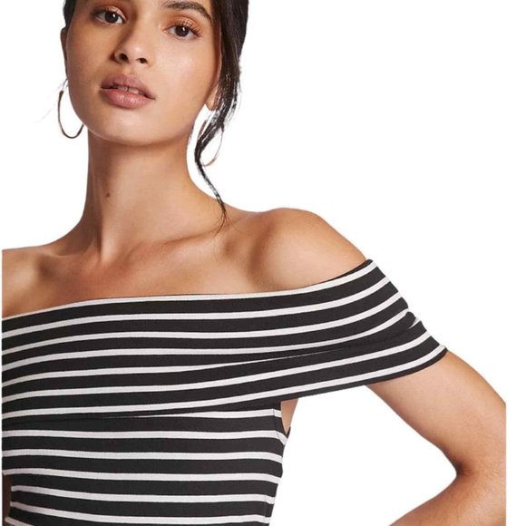 Anthropologie Tops - Anthropologie Maeve Black and White Off the Shoulder Top Size XS